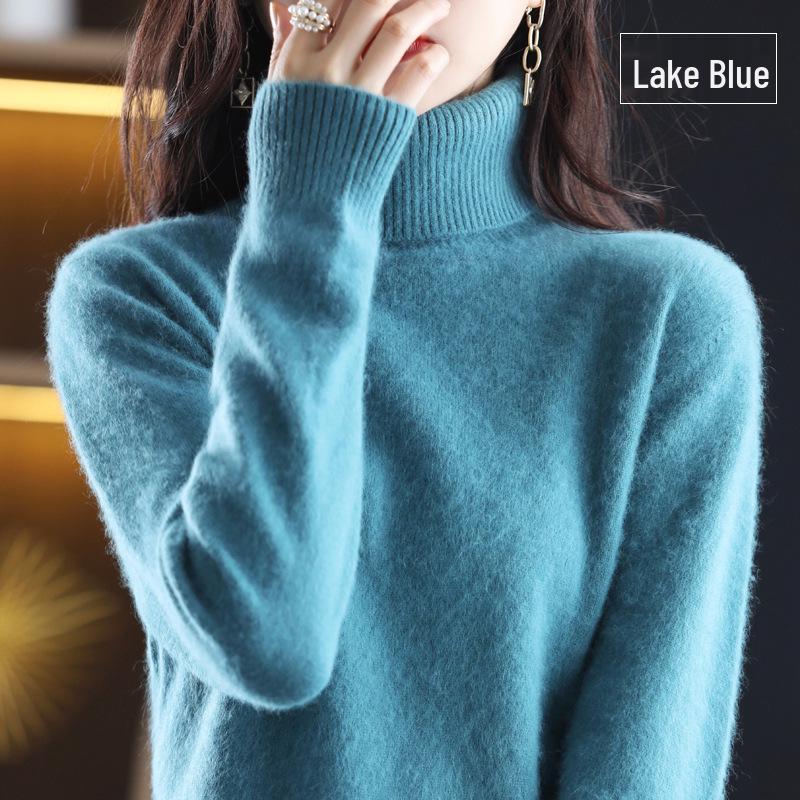 2026 Autumn/Winter Women's High Neck Mink Cashmere Sweater: Loose, Thick, and Versatile Knit Base Layer