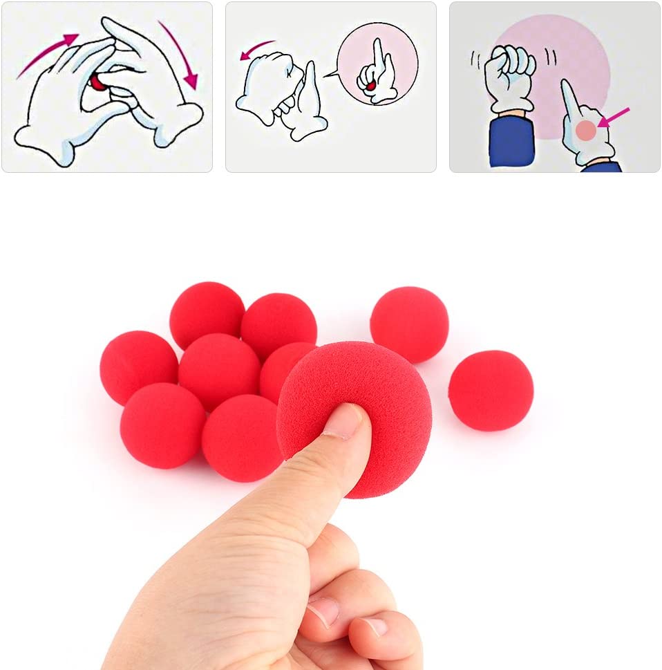 10pcs Magic Sponge Ball Red Magic Props Comedy Tricks Finger Sponge Play Ball Gift for Kid Halloween Party Masquerade