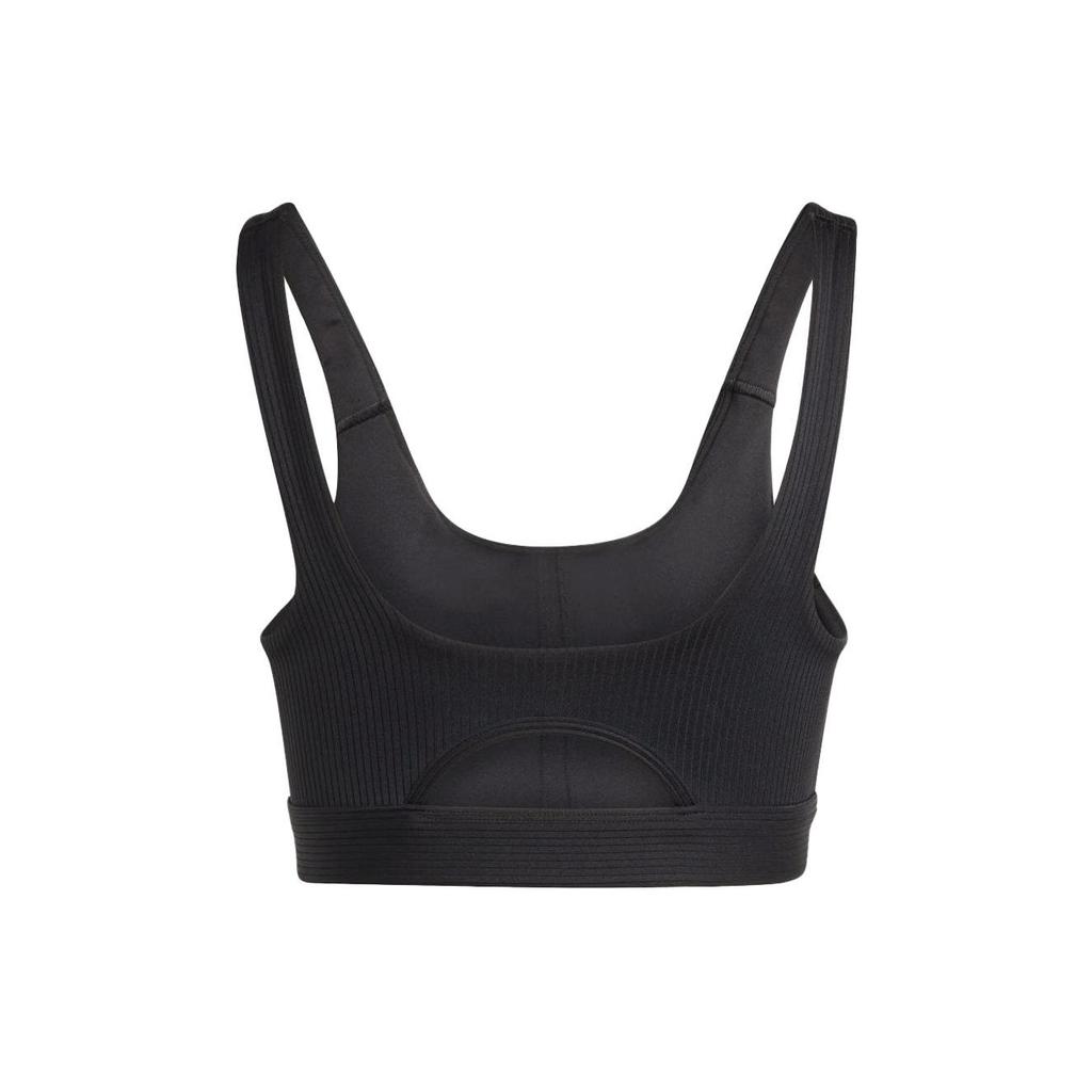 Adidas Solid Color Logo Print Sleeveless Square Neck Sports Bra Women Sports Underwear Black HZ9024