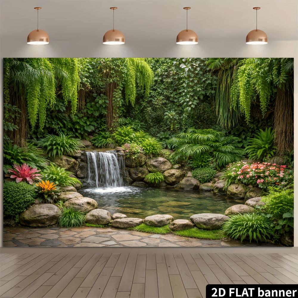 1Pcs Tropical Courtyard Waterfall Decoration Background Backdrop For Photo Studio Photo Booth Party