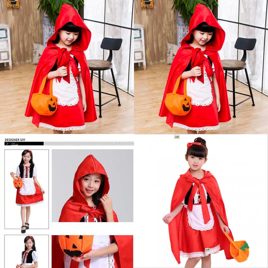 Adorable Little Red Riding Hood Costume For Girls Halloween Cosplay Party