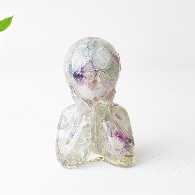 Resin Art Figurine With Natural Quartz Stone For Tabletop Office Decoration