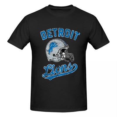 Vintage - Camiseta Masculina Detroit Lions Camisetas Oversized Engraçadas Masculinas Gola O Algodão Camisetas Curtas Verão Masculino