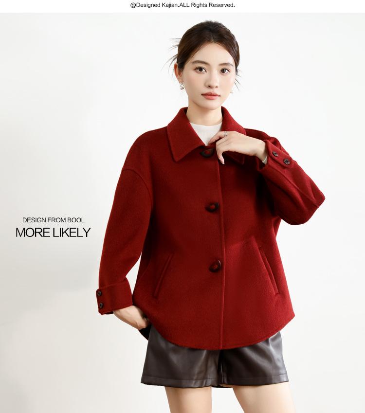 Mamas modischer Umlegekragen doppelseitiger Woll-Kaschmir-Mantel für Herbst & Winter - Stilvoller kurzer Wollmantel für Frauen mittleren Alters über 50