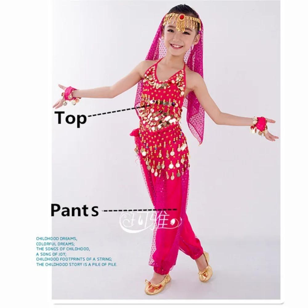 Ensemble Costumes de Danse du Ventre Enfants Danse Orientale Filles Danse du Ventre Inde Vêtements de Danse du Ventre Enfant Enfants Indien 6 Couleurs