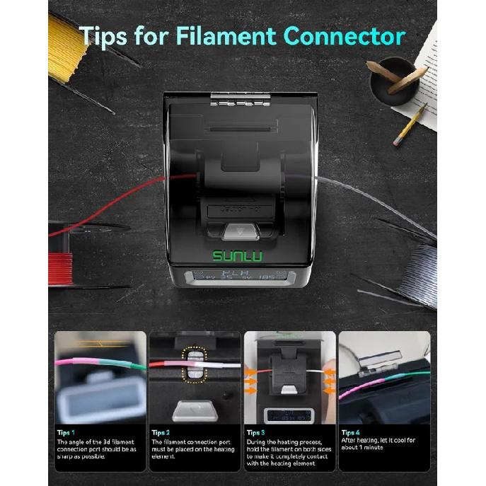 SUNLU Filament Connector Fast Heating Filament Connector Compatible with PLA PETG TPU ABS PA for 3D Printer Filament 1.75mm