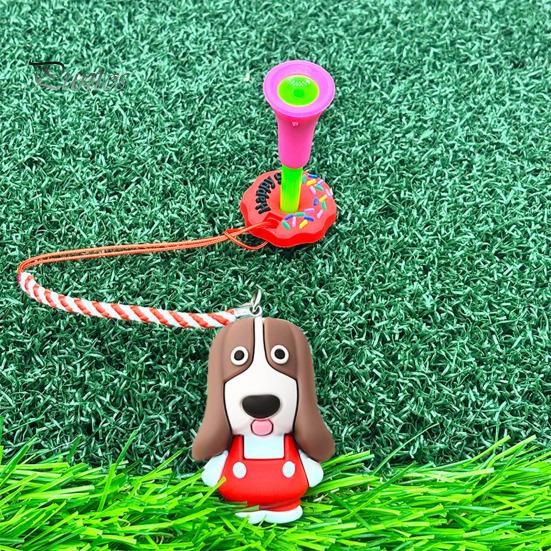 Golf Tee Organizer Cartoon Dog Hanger Plastic Anti Lost Ring Dispenser with Strap Loss Prevention Accessory for Men Women Golfer Patterned Caddy