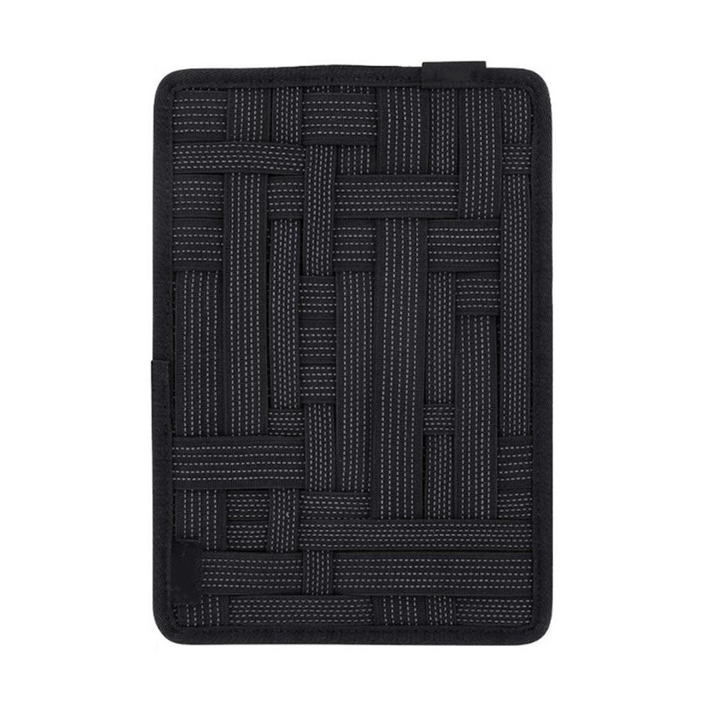 

Portable Elastic Band Organizer Board - With Zipper Pocket & Multiple Stretch Straps Hanging Travel Insert for Cables/Cosmetics чорний