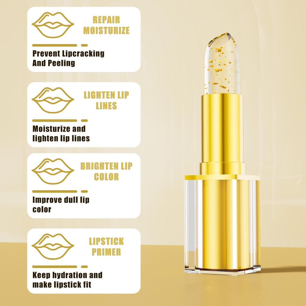 Temperaturfarbwechselnder Lippenbalsam Kristallgelee Blumenlippenstift Gloss Transparent Lang Anhaltend Feuchtigkeitsspendend Lippen Make-up Kosmetik