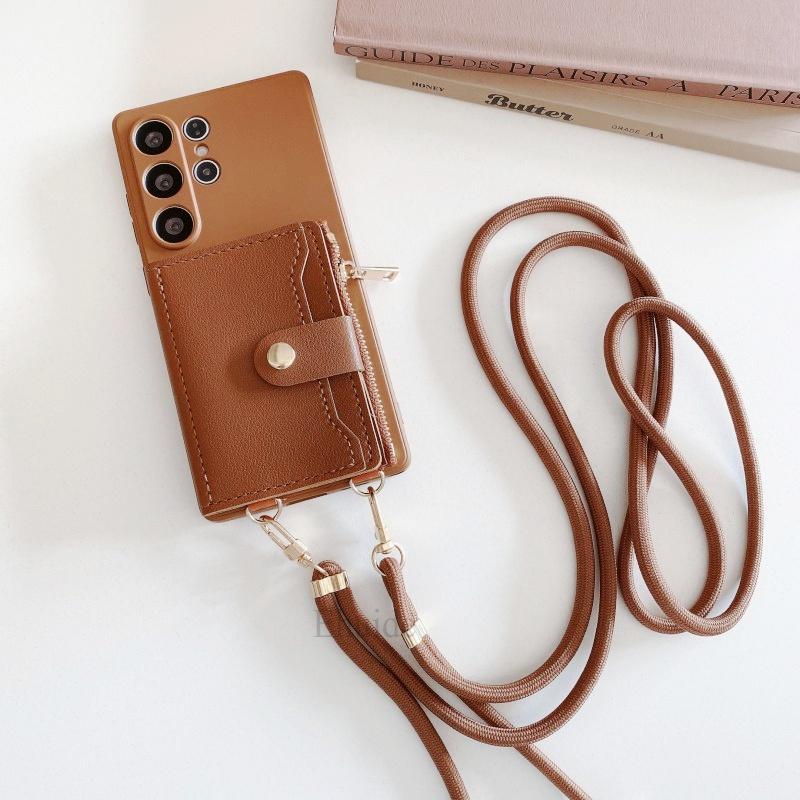 Luxury Wallet Strap Case for Samsung Galaxy S26 S25 Ultra S24 FE S23 Plus S22 S21 A56 A16 Crossbody Lanyard PU Leather Bag Cover