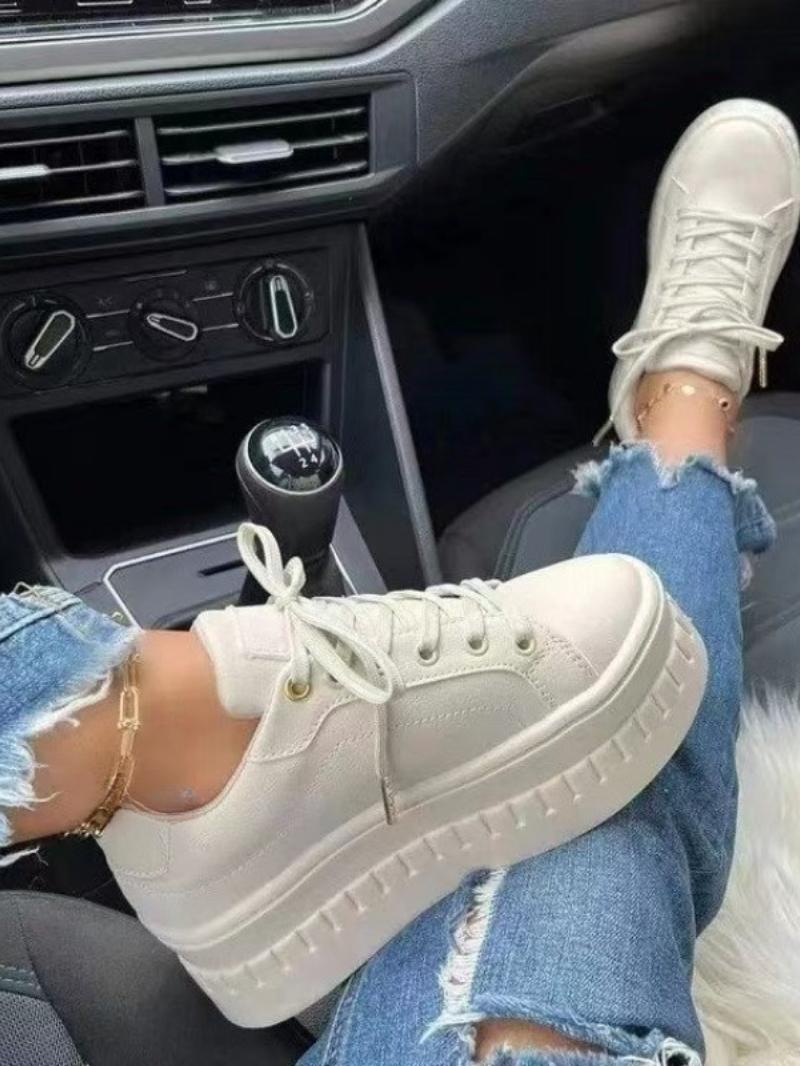 

2024 Новые кроссовки для женщин осень-зима уличный модный теннис шнуровка парусиновые повседневные прогулочные дышащие вулканизированные туфли плюс размер 43 35 бежевый