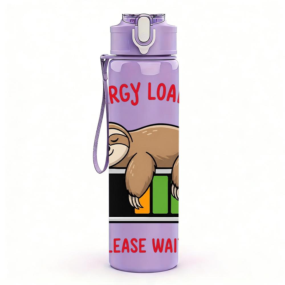 1 ST Luiaard Energie Laden Laptop Grafisch 750 ml Kleur Plastic Waterfles Lekvrij Flip Dop met Rietje Voor Sport Kantoor Thuisgebruik