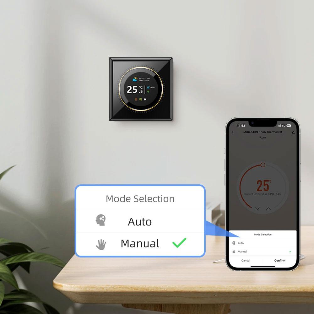WiFi Smart Knob Thermostat Floor Heating Water Gas Boiler Home Room Programmable Temperature Controller Tuya Alexa Google Home Fuel Injectors 6