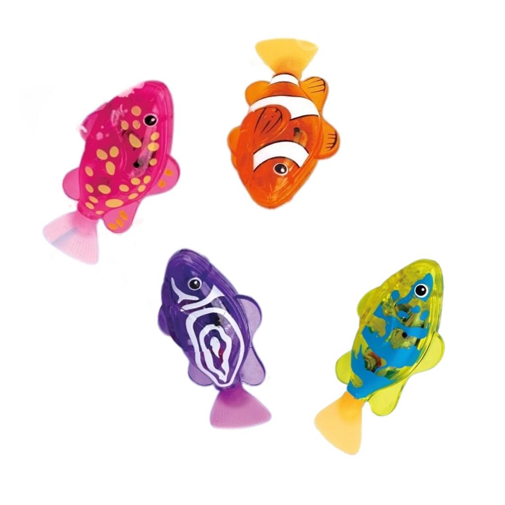 4er-Pack Sensoraktivierte Schwimmfisch-Badespielzeuge mit Leuchtfunktion für Kinder-Poolspielzeit