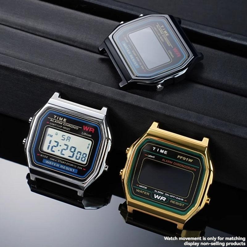 ONEMetal Modifikační sada pouzdra hodinek pro Casio A158 A159 A168 AW158 A158WA A159W-N1 Pouzdro a řemínek z nerezové oceli Kovový kryt hodinek RámečekMN