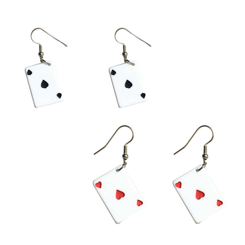 Women Funny Playing Card Drop Earrings Interesting Personlized Ear Hook Teenages Christmas Gifts Jewelry Eardrop