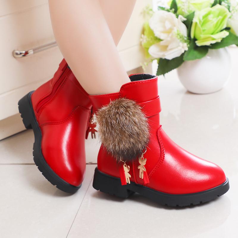 New Girls Short Boots Versatile Plush Cute Spring Autumn New Kids Fashion Casual Boots Drop Shipping Children Boots PU 2024 Chic