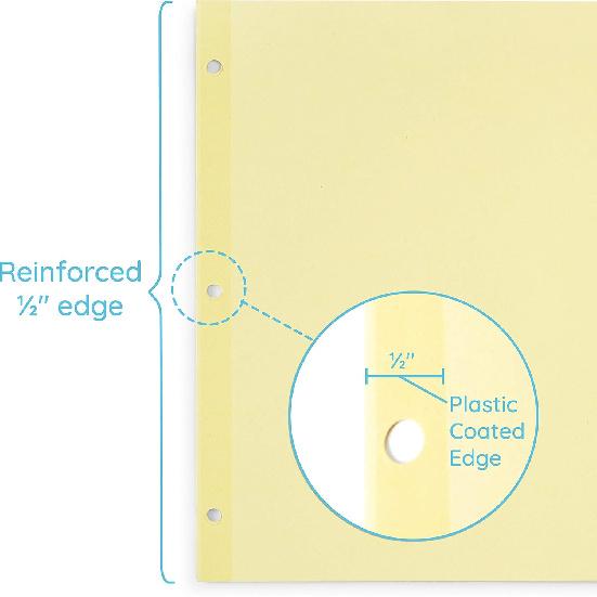 Blue Summit Supplies 5-Tab Binder Dividers, Manila Paper with ertable Colored Plastic Tabs, Reinforced 3 Ring Dividers with Perforated Paper Tab