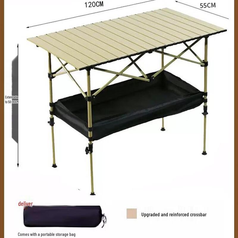 OEING Outdoor Liftable Picnic Camping Folding Table