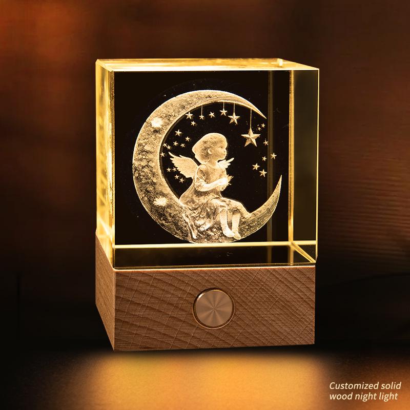 Starry Sky Cube Crystal Night Light: Creative Bedside Atmosphere Lamp