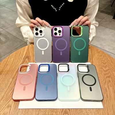 Einfarbige Laser Stoßfeste Magnetische Hülle Für iPhone 16 Plus 15 Pro Max 14 Pro 13 für Magsafe Kabelloses Laden Schlanke Handyhülle