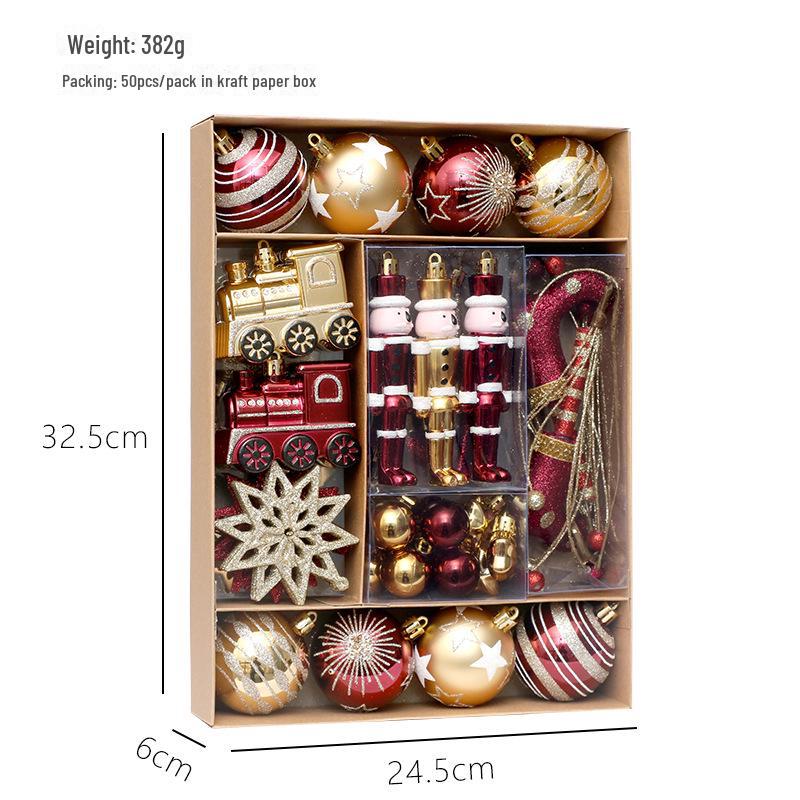 50-Piece Painted Christmas Ball Ornament Set for Tree Decorations