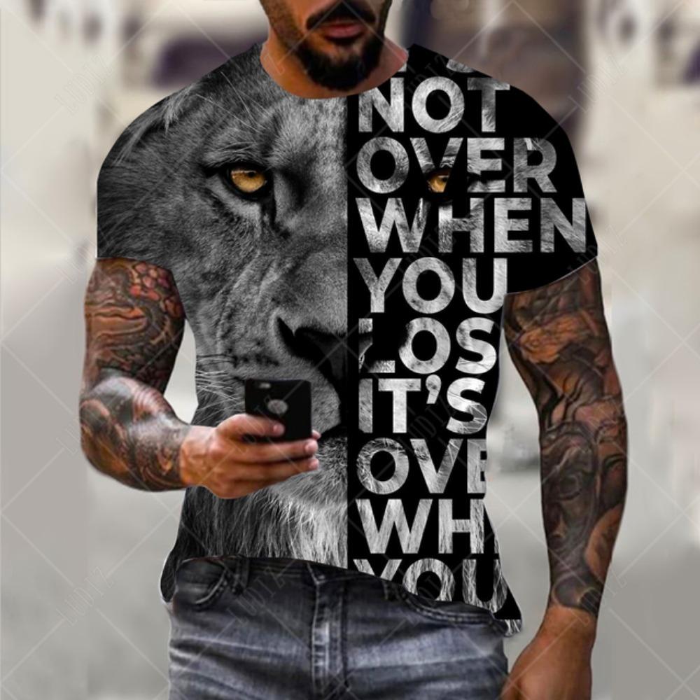 Men's Lion T-shirt Fashion 3d Printed T Shirt Animal Pattern Short-sleeved Oversized Streetwear Tees Summer Casual Men's Tops