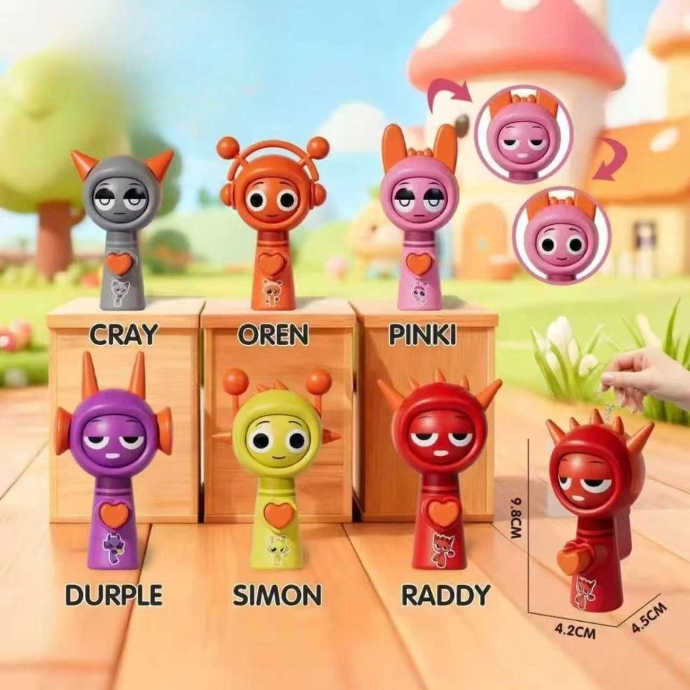 1/6pcs Mini Sprunki Action Figure Face-changing Toy Movie Sprunki Wenda Model Doll Figurines with Keychain Kids Gift