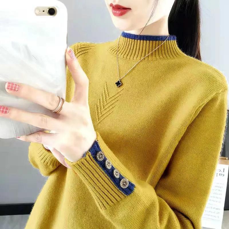 Autumn Winter Women's Turtleneck Sweaters Korean Version New Knitted Sweater Tops Slim Women Pullover Jumper Soft Warm Pull