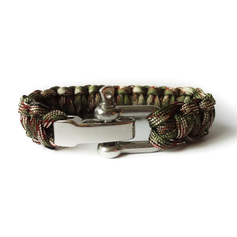 Pulseira de Sobrevivência Ajustável para Homens Mulheres Acampamento ao Ar Livre Emergência Fivela de Aço Inoxidável Pulseira de Paracord