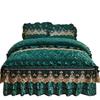 Quilted Velvet Duvet Cover Set Double Bed 220x240 King Size Embroidery Lace Luxury Quilt Cover Solid 2 Pillowcases Soft