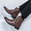 Fashion New Men's Pointed Lace Up Patchwork Monk Strap Ankle Boots British Designer Botas Trend Casual Luxury High-top Punk Rock Shoes