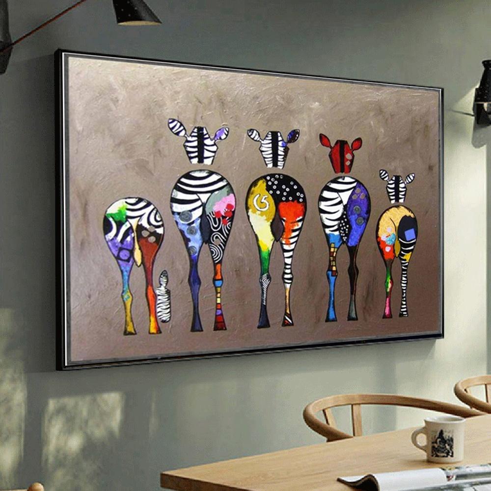 Colorful Zebra Canvas Painting Wall Art Picture Animal Posters On Loft Wall Decor Modern Living Room Home Decoration