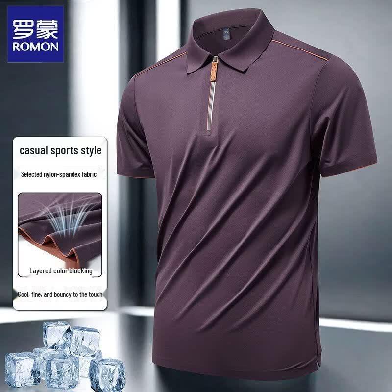 Romon Men s Summer Breathable Polo Shirt XL