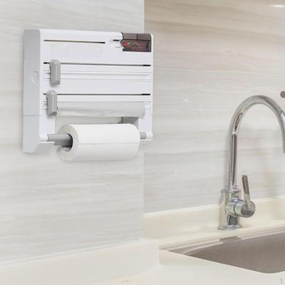 Scaffale da Cucina a Parete Multiuso 6 in 1 Organizer per Pellicola Alimentare Salvaspazio Porta Rotolo di Carta per Caffetteria