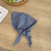 Silk Scarf High-end New Plaid Literary and Decorative Neck Scarf Retro Cotton and Linen Triangle Scarf Headscarf Headband Hair Tie