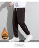 Men's Fleece-Lined Corduroy Joggers: Autumn/Winter Elastic Waist Casual Pants, Korean-Style Trendy and Versatile.