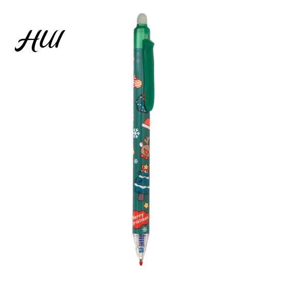 Festive Erasable Ink Pen Christmas Gel 0.5mm Retractable Pens with Eraser Tips School Office Supplies Plastic