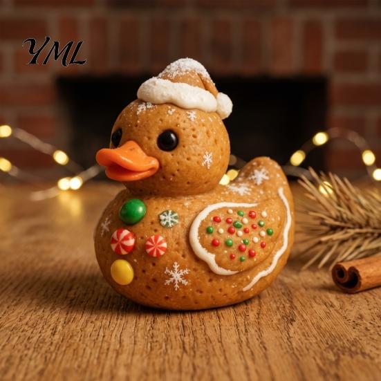 Resin Christmas Decorations Duck Figurine, Sculpture for Holiday Home Decor, Cute Decorative Figurines Desktop Ornaments with Festive Elements Indoor
