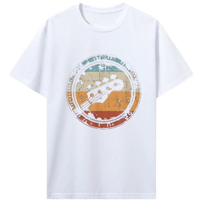Bajo Vintage Guitar Print T-shirt Streetwear available as birthday gift for everyday tops for both men and women