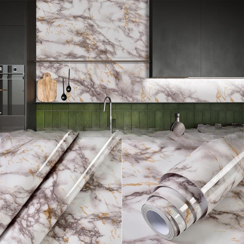 Marble Kitchen Oil-Proof Film Stove Waterproof Moisture-Proof Self-Adhesive Wallpaper Countertop Cabinet Renovation Tile Sticker