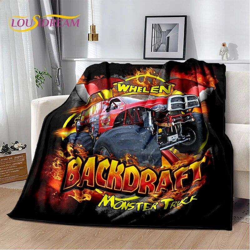 Cartoon Monster Jam 3D Monster Truck Blanket,Soft Throw Blanket for Home Bedroom Bed Sofa Picnic Travel Office Cover Blanket Kid