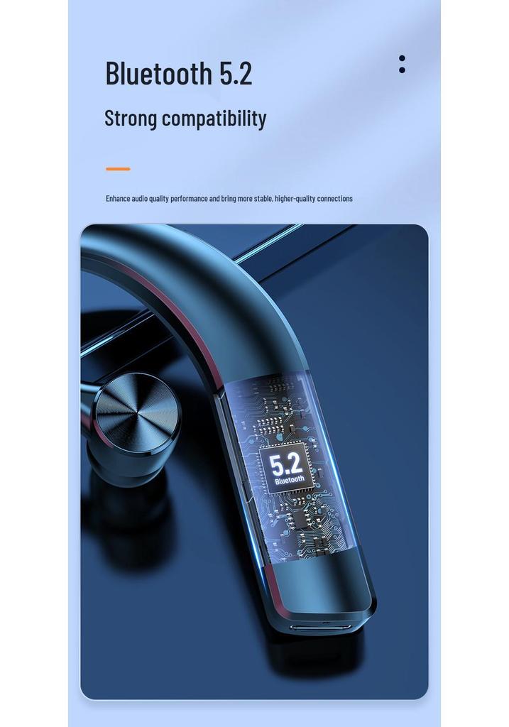 F19 Wireless Bluetooth Ear-Hook Sport Earphone with Noise Cancellation & Digital Display, Single Ear, 5.2