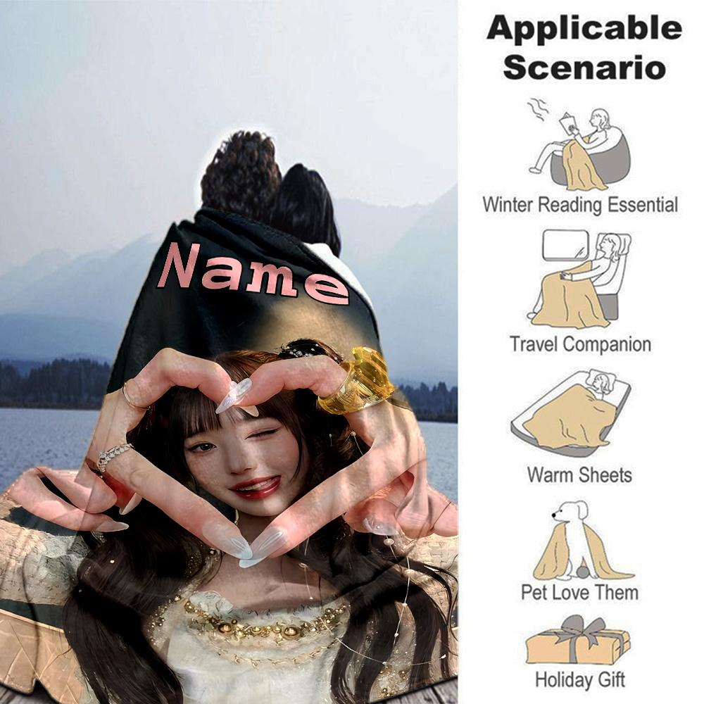 Customiz Name Personality Wonyoung Blanket Soft &Warm Sofa Office Bed Travel Lunch Break Blanket, Gift Suitable All Seasons