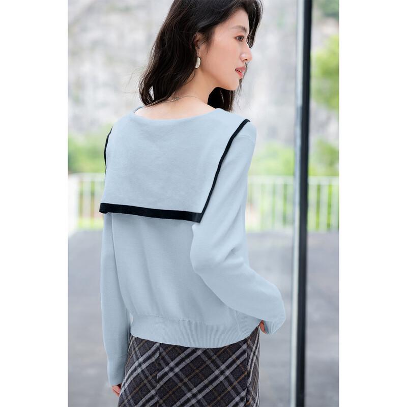 Moka Na Women's Contrast Sailor Collar Knit Top