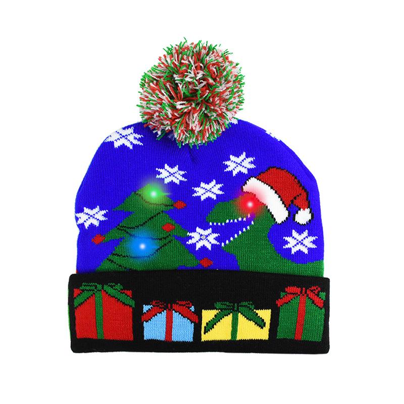 LED Christmas Hat Sweater Knitted Beanie Christmas Light Up Knitted Hat Christmas Gift for Kids Xmas 2024 New Year Decorations