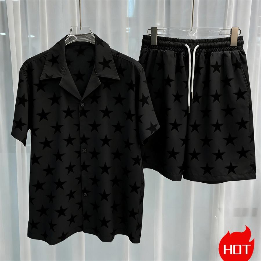 Digital Print Men's Fashion Two-Piece Shorts Set High-Quality Summer Loose Comfortable Short-Sleeve Shirt
