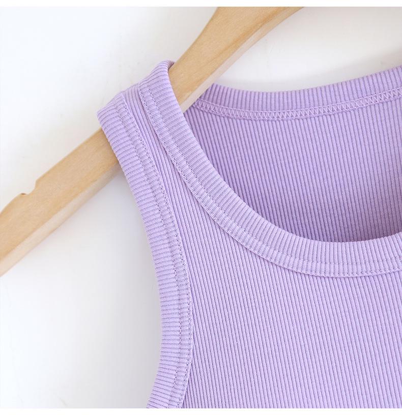 Women's Slimming Tank Top with Bra Pads, Cropped Waist Length