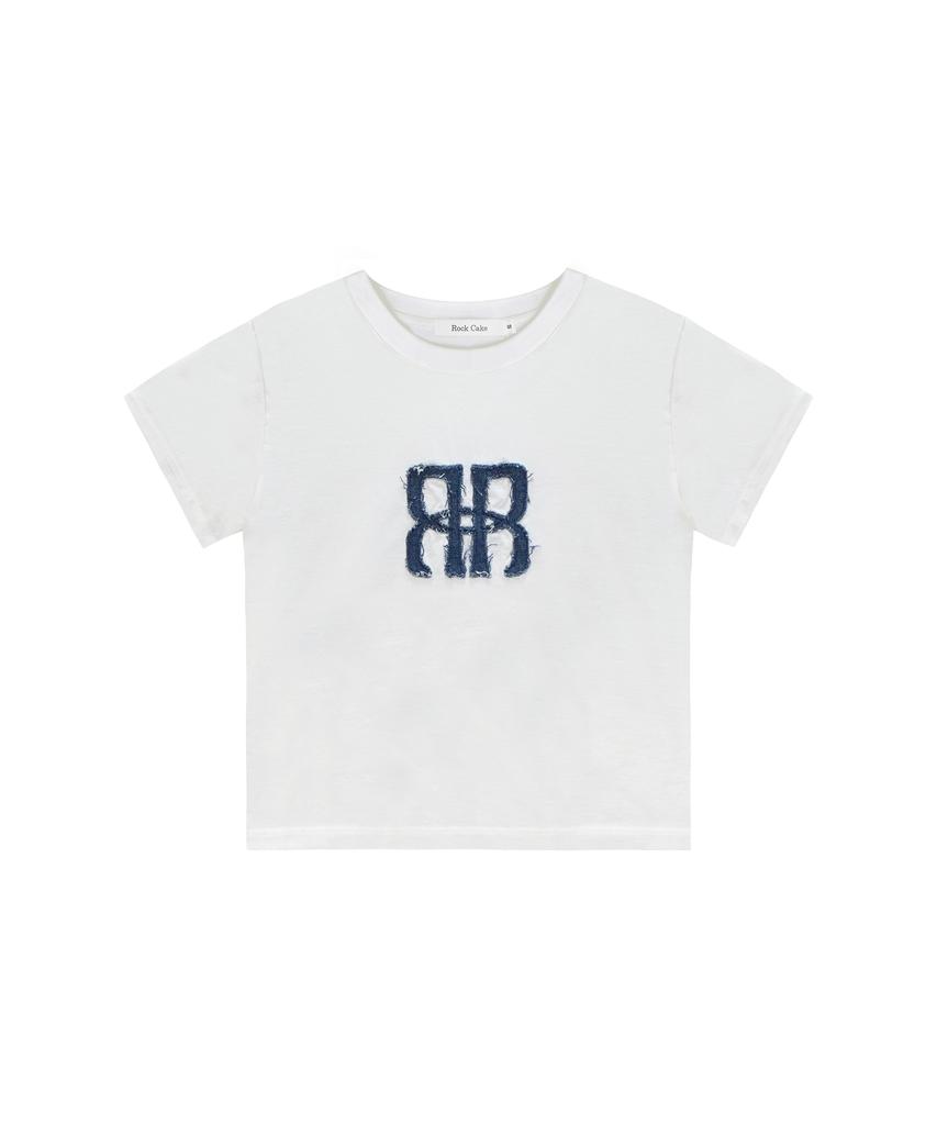 ROCKCAKE Square Logo Denim Top - White