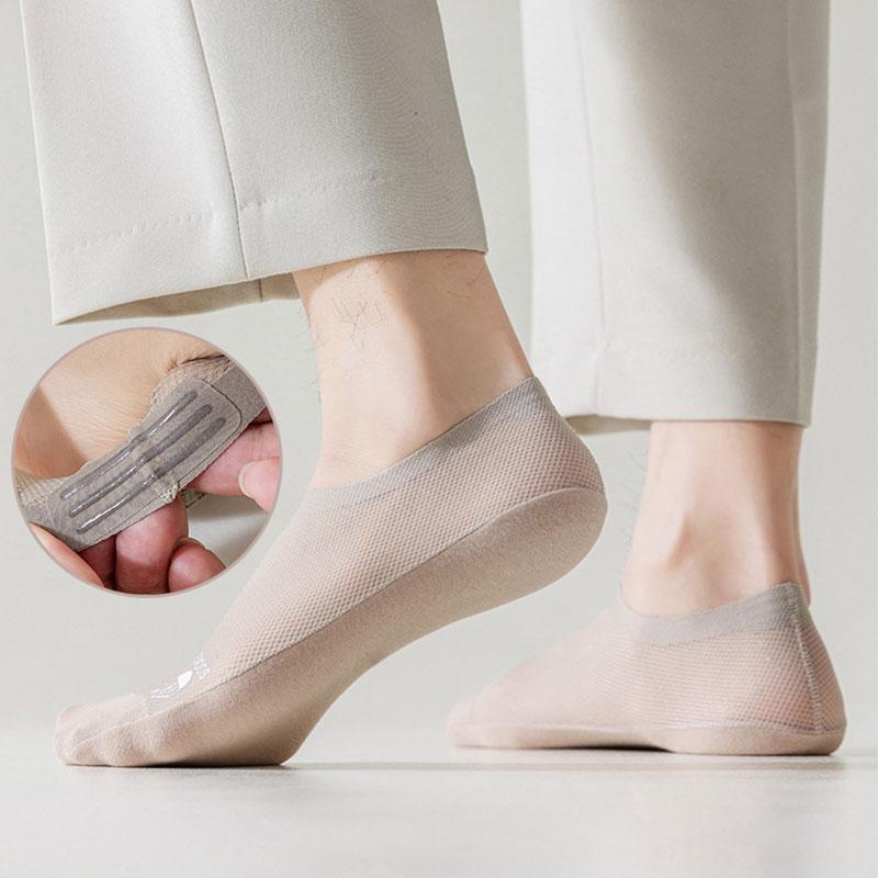 6 Pairs Men Summer Socks Thin Mesh Ankle No-show Socks Sweat Absorbent Comfortable Ultra-thin Business Invisible Socks